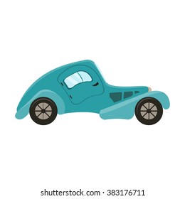 Vector retro car. Urban traffic vehicle. Icon featuring modern and retro automobile, old fashioned vintage car. Isolated. Vector illustration