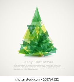 Vector Retro Card With Abstract Green Christmas Tree