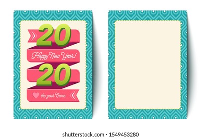 Vector retro card for New Year 2020. Retro invitation for New Year 2020