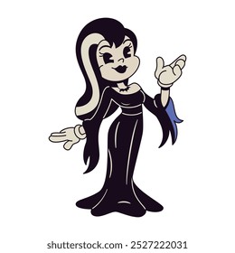 Vector Retro Cartoon Beautiful Vampire Character Illustration Isolated