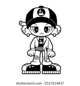 Vector Retro Cartoon Boy Character Y2k Style Illustration Isolated