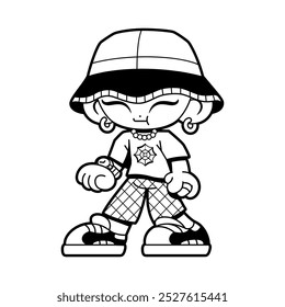 Vector Retro Cartoon Boy Character Y2k Style Illustration Isolated