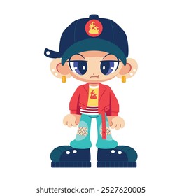 Vector Retro Cartoon Boy Character Y2k Style Illustration Isolated