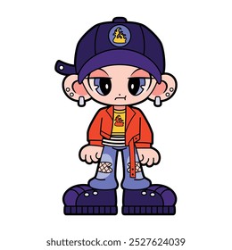 Vector Retro Cartoon Boy Character Y2k Style Illustration Isolated