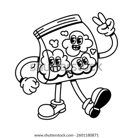 Vector Retro Cartoon Character Bag Of Buds Illustration Isolated