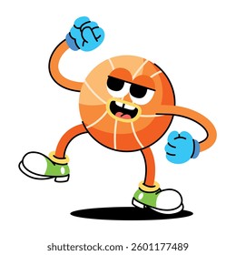 Vector Retro Cartoon Character Basketball Ball Illustration Isolated