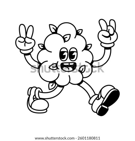 Vector Retro Cartoon Character Cannabis Bud Illustration Isolated