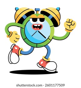 Vector Retro Cartoon Character Clock Illustration Isolated