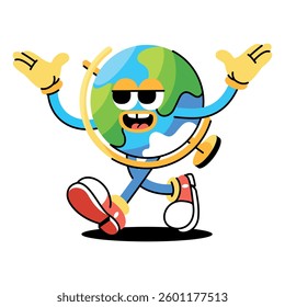 Vector Retro Cartoon Character Global Illustration Isolated