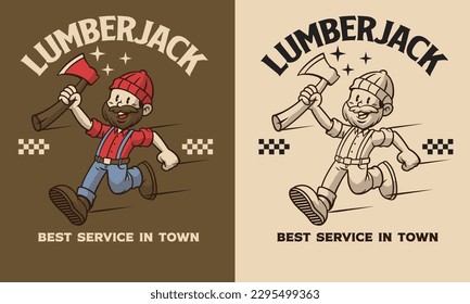 vector of Retro Cartoon Character of Lumberjack Mascot