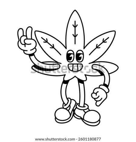 Vector Retro Cartoon Character Marijuana Leaf Illustration Isolated
