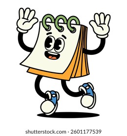 Vector Retro Cartoon Character Notebook Illustration Isolated