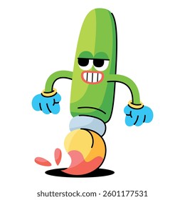 Vector Retro Cartoon Character Paintbrush Illustration Isolated