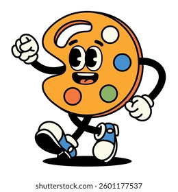 Vector Retro Cartoon Character Palette Illustration Isolated