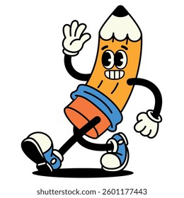 Vector Retro Cartoon Character Pencil Illustration Isolated