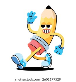 Vector Retro Cartoon Character Pencil Illustration Isolated
