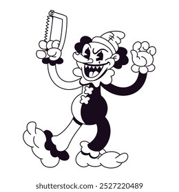 Vector Retro Cartoon Clown Character Illustration Isolated