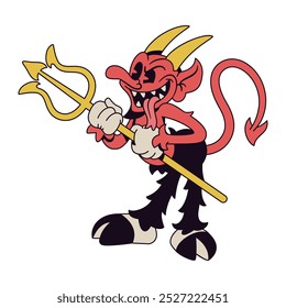 Vector Retro Cartoon Devil Character Illustration Isolated