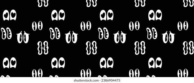 Vector retro cartoon eye black and white seamless pattern background