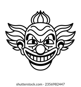 Vector Retro Cartoon Funny Clown Head Isolated