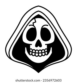 Vector Retro Cartoon Funny Grim Reaper Head Isolated