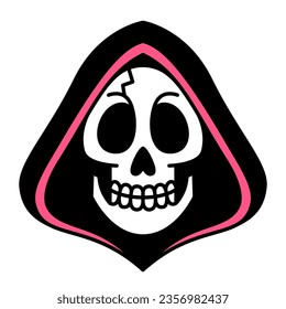 Vector Retro Cartoon Funny Grim Reaper Head Isolated