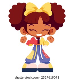 Vector Retro Cartoon Girl Character Y2k Style Illustration Isolated