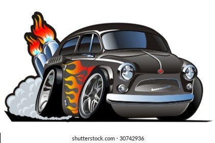 Vector retro cartoon hotrod. More vector muscle cars see in my portfolio.