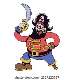 Vector Retro Cartoon Pirate Character Illustration Isolated