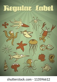 Vector Retro Cartoon Sea Animals