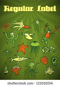 Vector Retro Cartoon Sea Animals