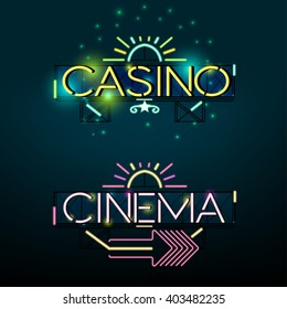 Vector Retro Casino and Cinema Banners