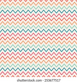 Vector retro chevron zigzag stripes geometric seamless pattern. Vintage hipster striped. For wallpaper, pattern fills, web page background, blog. Stylish graphic texture for your design.