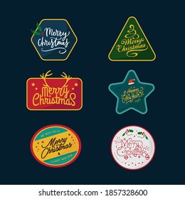 Vector retro christmas badges collection sticker style design