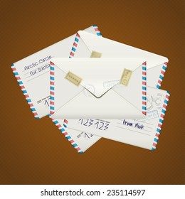 Vector retro christmas mails for Santa. Eps10