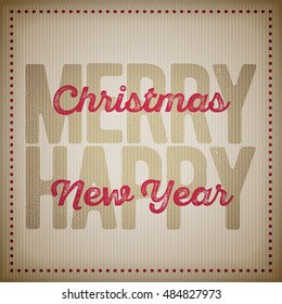Vector retro Christmas and new year greeting card design template.