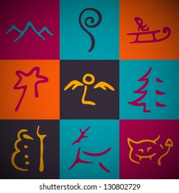 Vector Retro Christmas Symbols