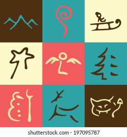 Vector Retro Christmas Symbols 