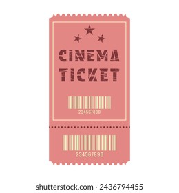 Vector retro cinema ticket with barcode