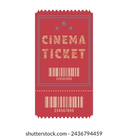 Vector retro cinema ticket with barcode