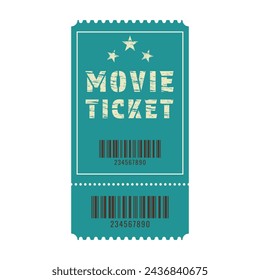 Vector retro cinema ticket with barcode