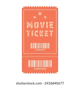 Vector retro cinema ticket with barcode