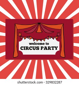Vector retro circus party tickets illustration, circus fair template, carnival banner
