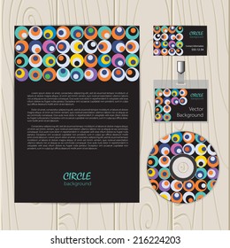 Vector retro color circle  corporate identity template. Business card, disc, document, badge. Eps10