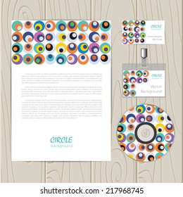 Vector retro color circle  corporate identity template. Business card, disc, document, badge. Eps10