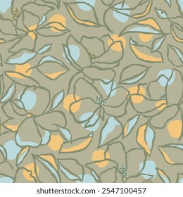 Vector retro color flower seamless pattern digital artwork