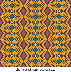 Color vectorial retro forma geométrica étnica tribal sin fisuras fondo de patrón. Para tela, textil, elementos de decoración interior, tapicería, envoltura.