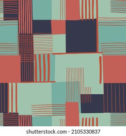 Vector retro colored check with stripe lines seamless repeat pattern fashion and home kitchen decor print fabric digital artwork