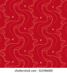 vector retro colored pattern with floating trout. art nouveau style