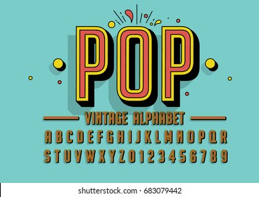 Vector Of Retro Colorful Font And Alphabet